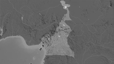 Stereografik projeksiyondaki bilek yüksekliği haritasındaki kamerun alanı - raster katmanlarının ham bileşimi