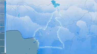 Efsanevi stereografik projeksiyondaki Kamerun bölgesinin en sıcak çeyreğinin yağışı - ışık saçan ana hatlı raster tabakalarının ham bileşimi