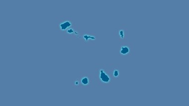 Stereografik projeksiyondaki katı haritada Cape Verde alanı - ışık parlayan dış hatlı raster katmanlarının ham bileşimi