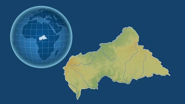 Caf Globo Con Forma Del País Contra Mapa Ampliado Con —  Fotos de Stock