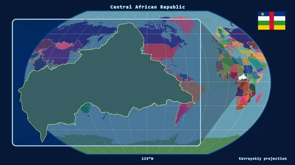 Zoomed Widok Caf Zarys Linii Perspektywy Wobec Globalnej Mapy Projekcji — Zdjęcie stockowe