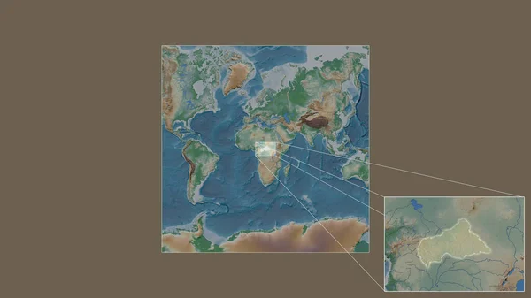 Área Expandida Ampliada Caf Extraída Mapa Larga Escala Mundo Com — Fotografia de Stock