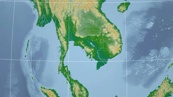 Cambogia Quartiere Prospettiva Lontana Senza Contorno Mappa Fisica Colori — Foto Stock