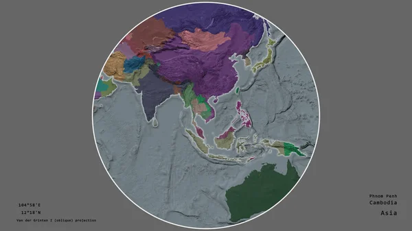 Région Cambodge Était Centrée Dans Cercle Entourant Son Continent Sur — Photo