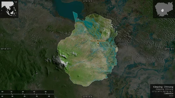 Kampong Chhnang Provincie Cambodja Satellietbeelden Vorm Gepresenteerd Tegen Zijn Landelijk — Stockfoto