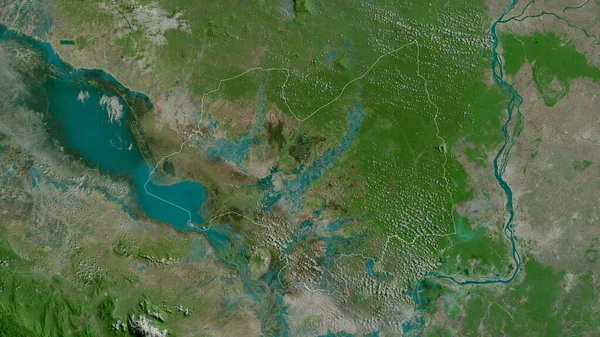 Kampong Thum Provinz Kambodscha Satellitenbilder Umrissen Gegen Das Land Rendering — Stockfoto