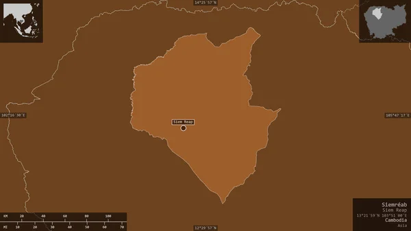 Сиемриб Провинция Камбоджа Твердые Пятна Озерами Реками Форма Представленная Территории — стоковое фото