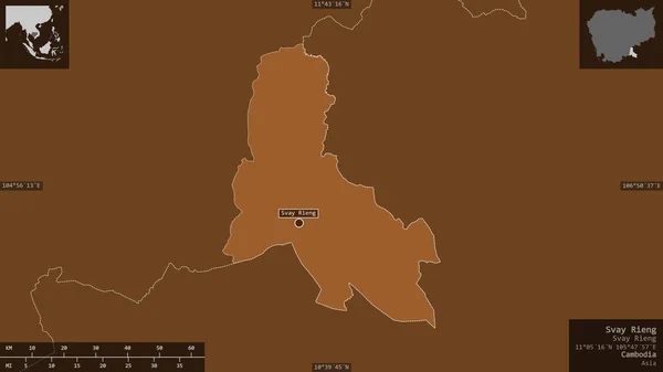 カンボジアのスヴァイ リーン州 湖や川でパターン化された固体 有益なオーバーレイとその国の領域に対して提示形状 3Dレンダリング — ストック写真