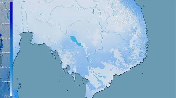 Précipitations Des Quartiers Les Froids Région Cambodgienne Dans Projection Stéréographique — Photo