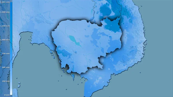 Precipitazione Del Quartiere Più Caldo Della Cambogia Nella Proiezione Stereografica — Foto Stock