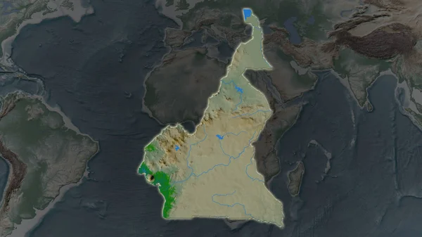 Camerun Area Allargata Illuminato Uno Sfondo Scuro Dei Suoi Dintorni — Foto Stock