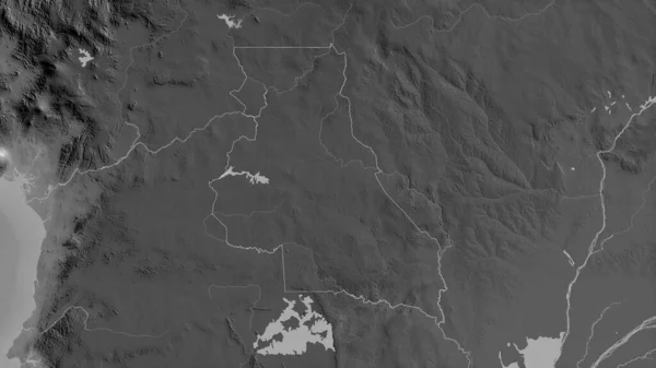 Este Región Camerún Mapa Escala Grises Con Lagos Ríos Forma — Foto de Stock