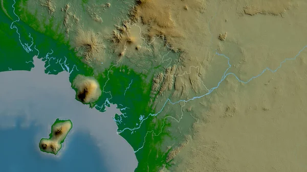 カメルーンの地方出身 湖や川と色シェーダーデータ 形状は その国の領域に対して概説 3Dレンダリング — ストック写真