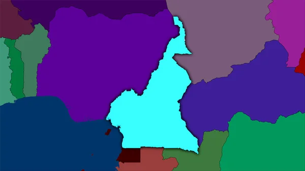 Area Del Camerun Sulla Mappa Delle Divisioni Amministrative Nella Proiezione — Foto Stock