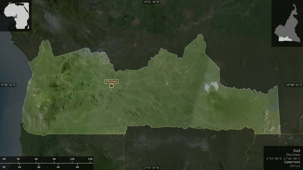 Sud Περιφέρεια Καμερούν Δορυφορικές Εικόνες Σχήμα Που Παρουσιάζεται Ενάντια Στην — Φωτογραφία Αρχείου