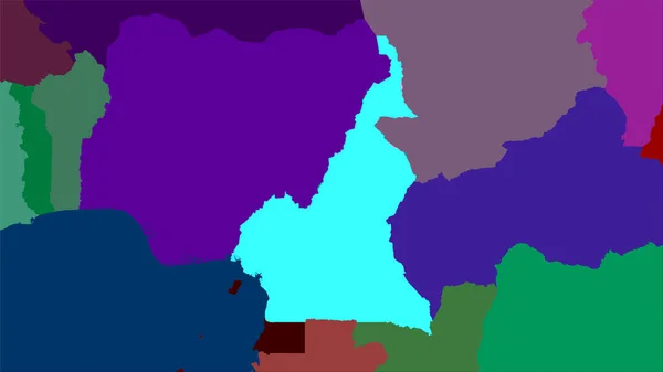 Kamerunská Oblast Mapě Administrativních Divizí Stereografické Projekci Hrubé Složení Rastrových — Stock fotografie