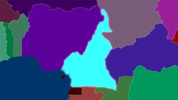 Obszar Kamerunu Mapie Podziału Administracyjnego Projekcji Stereograficznej Surowa Kompozycja Warstw — Zdjęcie stockowe