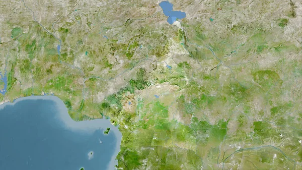 Cameroun Zone Sur Satellite Une Carte Dans Projection Stéréographique Composition — Photo