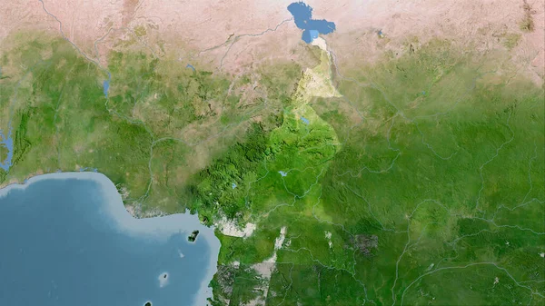 Kameroen Gebied Satelliet Kaart Stereografische Projectie Ruwe Samenstelling Van Rasterlagen — Stockfoto