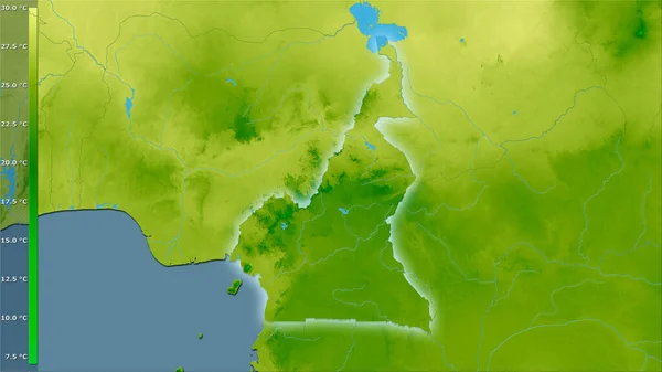 Temperatura Media Anual Dentro Del Área Camerún Proyección Estereográfica Con —  Fotos de Stock