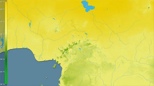 Maksymalna Temperatura Najcieplejszego Miesiąca Terenie Kamerunu Projekcji Stereograficznej Legendą Surowa — Zdjęcie stockowe