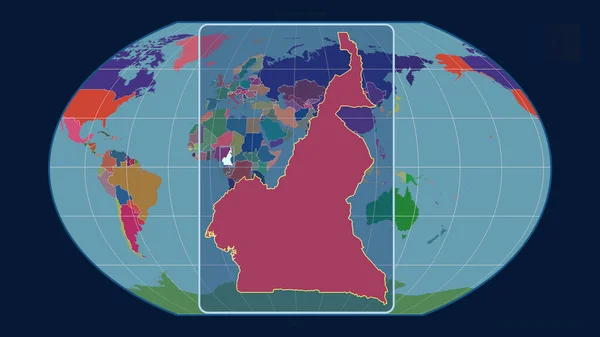 Kavrayskiy Projeksiyonundaki Küresel Bir Haritaya Karşı Perspektif Çizgileri Ile Kamerun — Stok fotoğraf