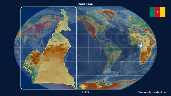 Vista Ampliada Del Contorno Camerún Con Líneas Perspectiva Contra Mapa —  Fotos de Stock