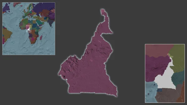 Крупный План Камеруна Расположение Регионе Центре Крупномасштабной Карты Мира Цветная — стоковое фото