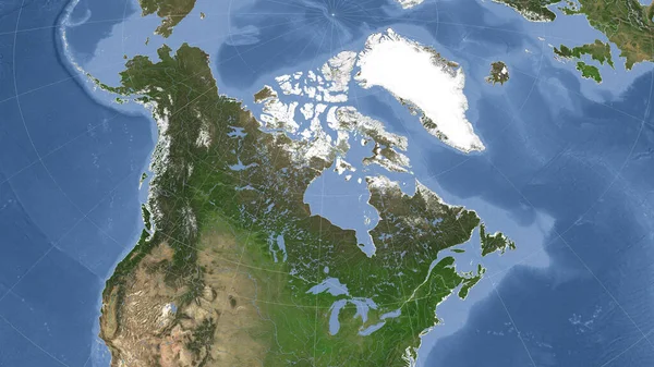 カナダとその周辺 遠方斜視 アウトラインなし 衛星画像 — ストック写真