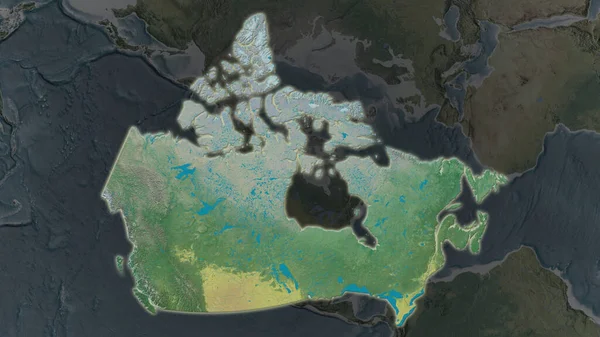 Canadá Área Ampliada Brilhou Fundo Escurecido Seus Arredores Mapa Topográfico — Fotografia de Stock
