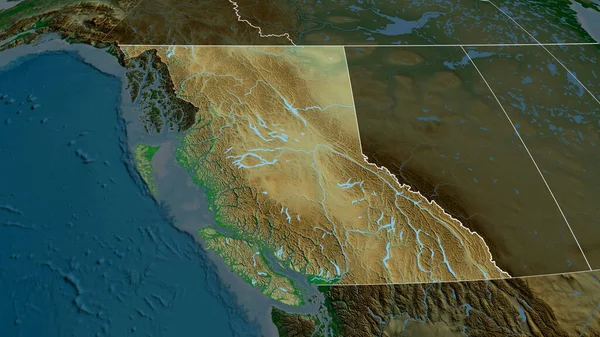 ブリティッシュコロンビア州 カナダの州が拡大し 強調した 主な物理的な風景機能 3Dレンダリング — ストック写真