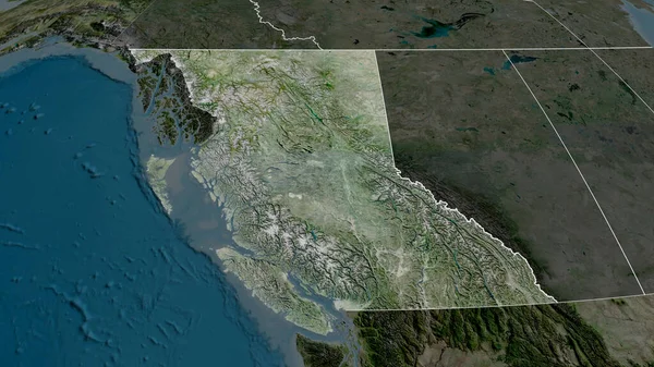 Columbia Británica Provincia Canadá Acercó Destacó Imágenes Satélite Renderizado — Foto de Stock