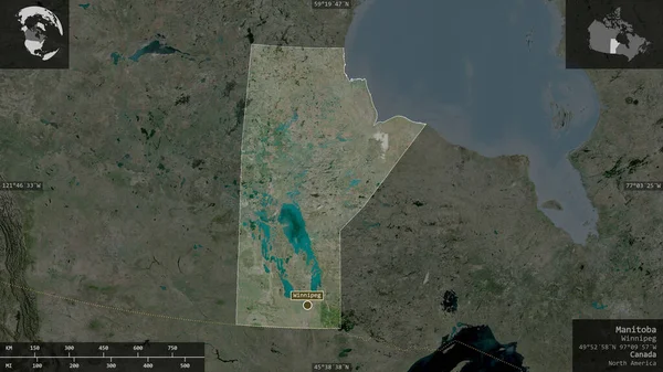 Manitoba Provincia Del Canada Immagini Satellitari Forma Presentata Contro Sua — Foto Stock