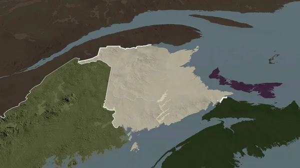 New Brunswick Província Canadá Ampliou Destacou Mapa Colorido Esburacado Divisão — Fotografia de Stock