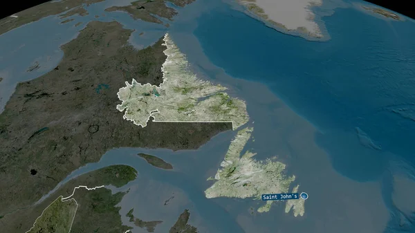 Terranova Labrador Provincia Canadá Zoomed Destacó Con Capital Imágenes Satélite — Foto de Stock