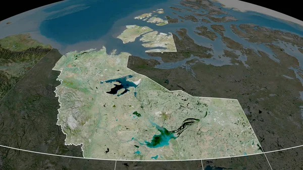 Terytoria Północno Zachodnie Terytorium Kanady Powiększone Podkreślone Zdjęcia Satelitarne Renderowanie — Zdjęcie stockowe