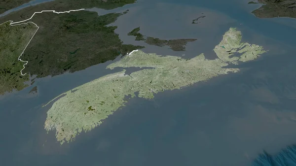 Nova Scotia Province Canada Zoomed Highlighted Satellite Imagery Rendering — Stock Photo, Image