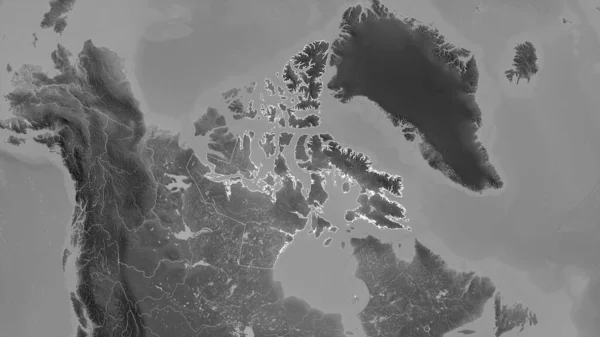 Nunavut Území Kanady Šedá Mapa Jezery Řekami Tvar Rýsoval Jeho — Stock fotografie