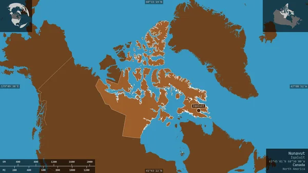 Nunavut Territorium Von Kanada Gemusterte Körper Mit Seen Und Flüssen — Stockfoto