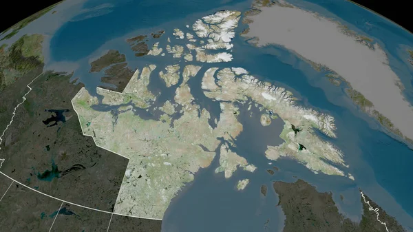 Nunavut Territory Canada Zoomed Highlighted Satellite Imagery Rendering — Stock Photo, Image