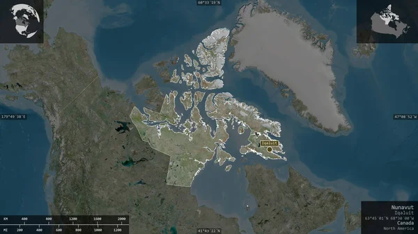 Nunavut Kanada Területe Műholdas Képek Alakzat Tájékoztató Jellegű Fedőlapokkal Jelenik — Stock Fotó