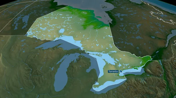 Ontario Provincia Del Canada Ingrandita Evidenziata Con Capitale Principali Caratteristiche — Foto Stock