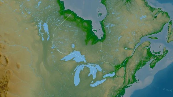 Ontario Provincie Kanada Barevná Data Jezery Řekami Tvar Rýsoval Jeho — Stock fotografie