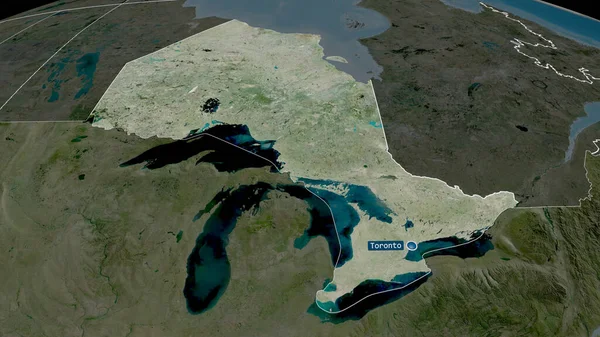 Ontario Provincia Del Canada Ingrandita Evidenziata Con Capitale Immagini Satellitari — Foto Stock