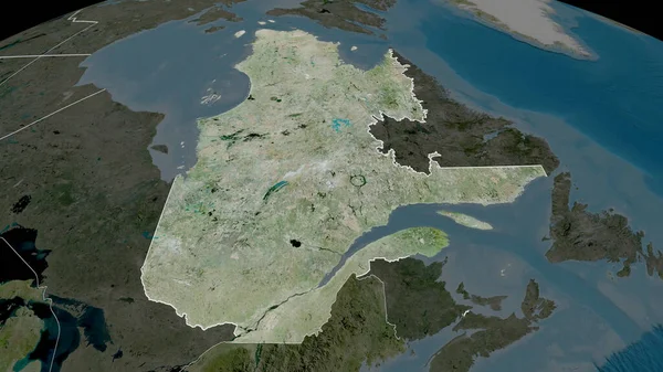 Quebec Provincia Del Canada Ingrandita Evidenziata Immagini Satellitari Rendering — Foto Stock