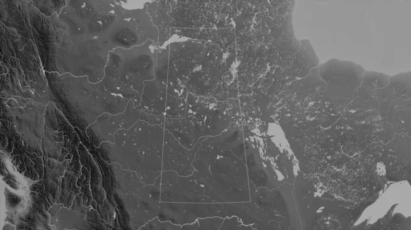 Saskatchewan Provincia Canadá Mapa Escala Grises Con Lagos Ríos Forma — Foto de Stock