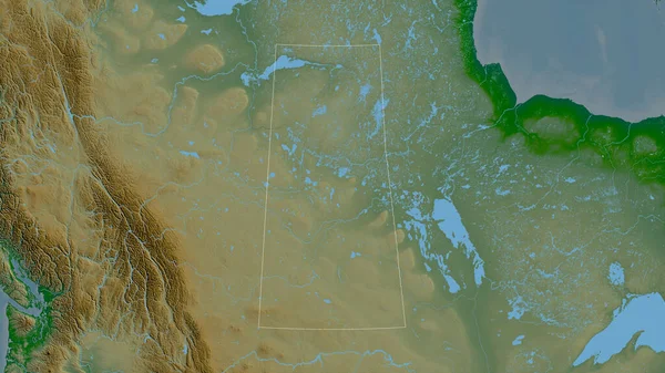 Saskatchewan Provincia Canadá Datos Sombreado Colores Con Lagos Ríos Forma —  Fotos de Stock