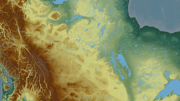 Saskatchewan Prowincja Kanady Kolorowa Ulga Jeziorami Rzekami Kształt Nakreślony Stosunku — Zdjęcie stockowe