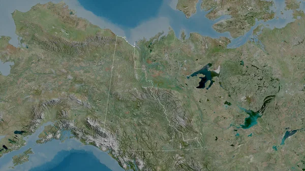 Yukon Territory Canada Satellite Imagery Shape Outlined Its Country Area — Stock Photo, Image