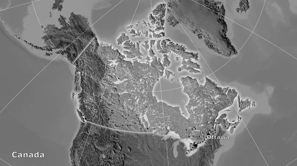 Площадь Канады Двустворчатой Карте Высоты Стереографической Проекции Основная Композиция — стоковое фото
